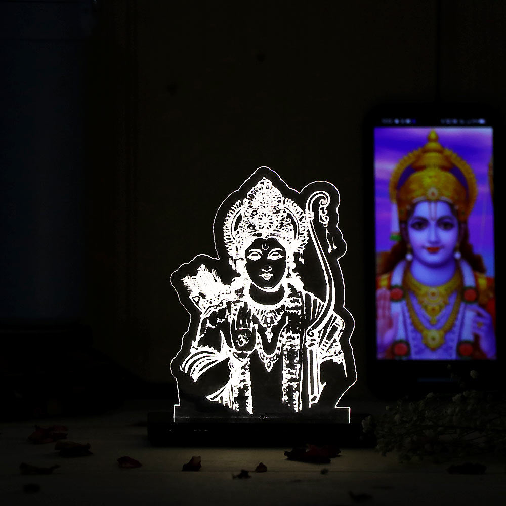 Shree Ram Ji LED Acrylic Lamp – Divine Lord Rama Decorative Night Light for Home Temple, Car Dashboard & Spiritual Gifting | LoveCraftGifts™