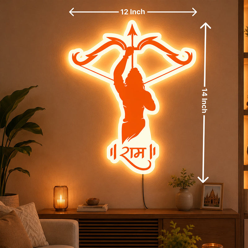 Ram Ji UV Acrylic LED Wall Decor Lamp | Spiritual Mandir & Room Decoration Gift for Family, Home & Devotees - 12x14" | Love Craft Gifts™