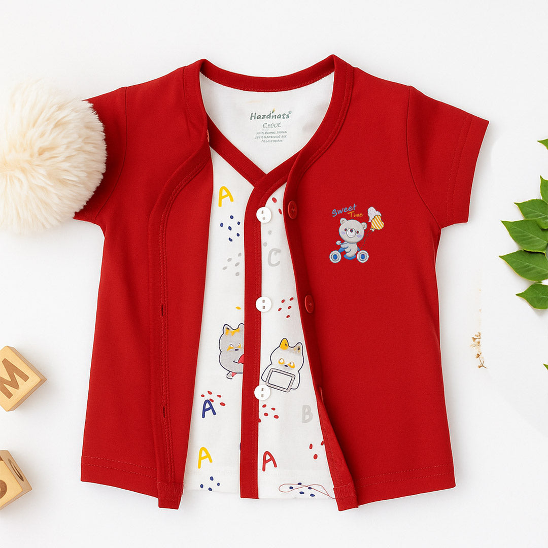 Soft Cotton Baby Night Suit Set (0–18 Months) – Red Color | Love Craft Gifts