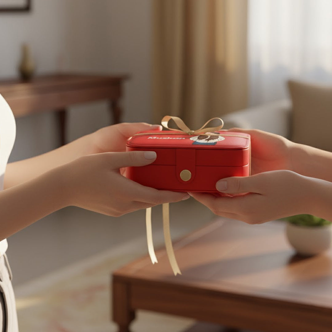 Red Customized Jewelry Travel Case with Name & Cartoon | Love Craft Gifts