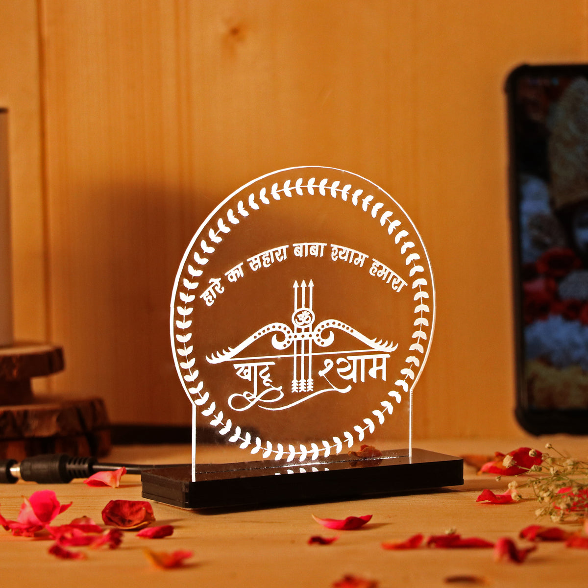 Khatu Shyam LED Car Dashboard Lamp – Premium Acrylic Khatu Shyam Ji Dashboard Light for Car Interior Decor, Spiritual Gift for Devotees & Divine Travel Companion | LoveCraftGifts™