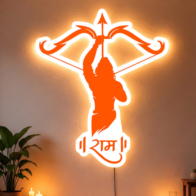 Ram Ji UV Acrylic LED Wall Decor Lamp | Spiritual Mandir & Room Decoration Gift for Family, Home & Devotees - 12x14" | Love Craft Gifts™