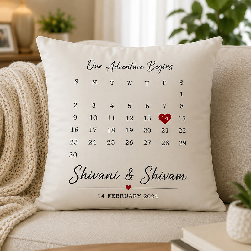 Personalized Couple Anniversary Date Cushion Cover | Custom Names & Special Date Pillow Gift for Couples - 10x10" | Love Craft Gifts™