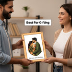 Personalized Couple Illustration Wall Frame – Custom Couple Portrait Frame (12×8 Inch) | Love Craft Gifts