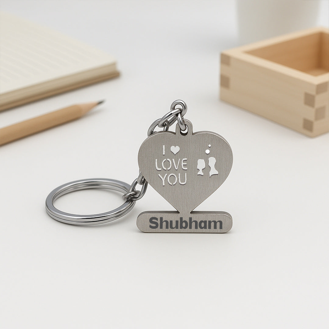 Personalized Heart-Shaped Metal Keychain | Love Craft Gifts