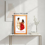 Personalized Couple Illustration Wall Frame – Custom Romantic Couple Portrait Frame (12×8 Inch) | Love Craft Gifts