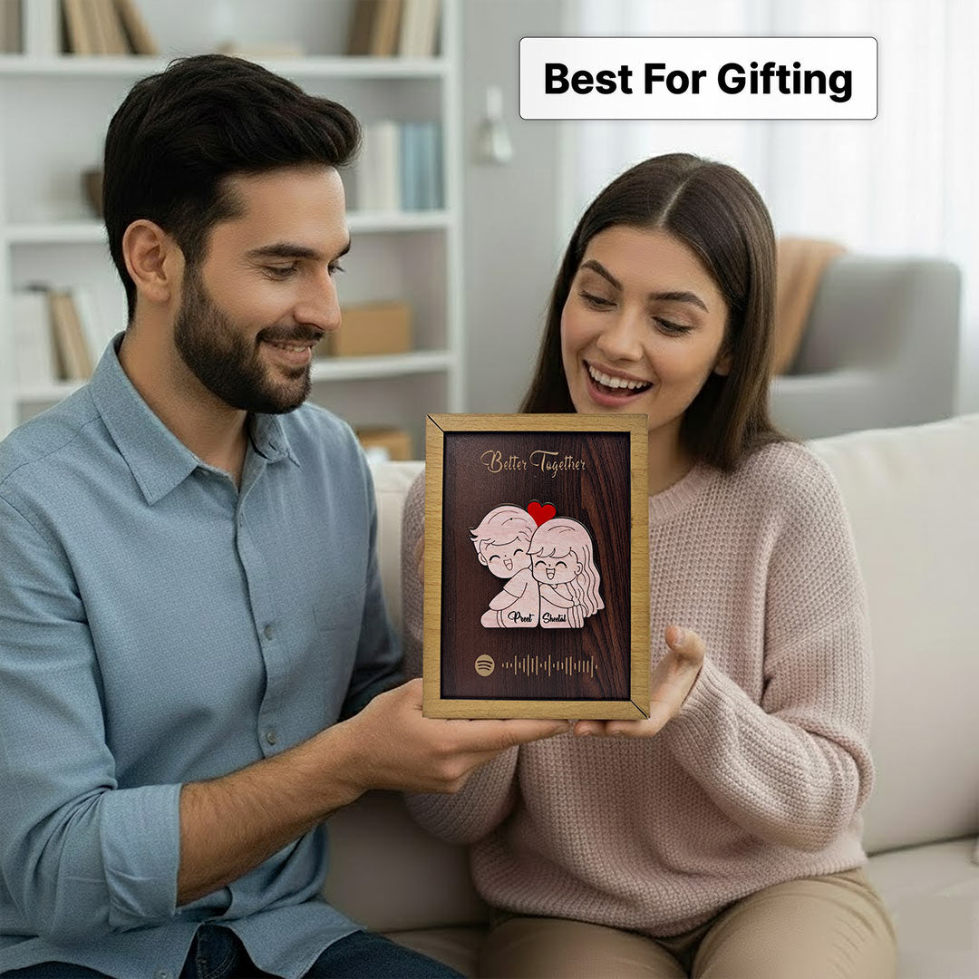 Personalized Spotify Wooden Couple Frame – Custom Photo & Song Code Plaque (6×8 Inch) | Love Craft Gifts