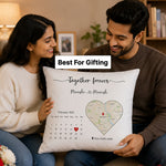 Personalized Together Forever Calendar Map Cushion Cover with Custom Names & Date | Romantic Anniversary Gift for Couples, Husband, Wife & Newlyweds - 12x12" | Love Craft Gifts™