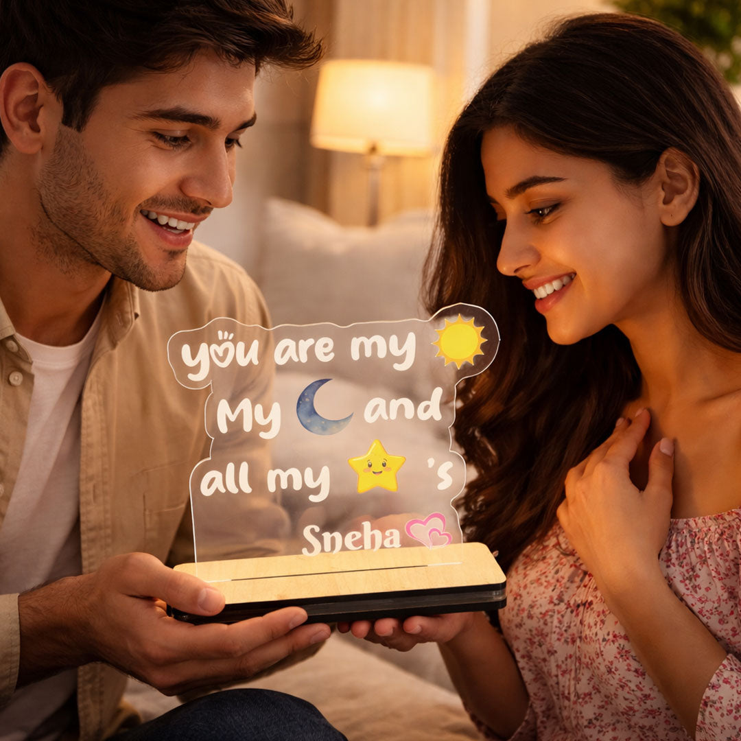 You Are My Sun, Moon & Stars – Personalized Name Acrylic LED Lamp | Love Craft Gifts