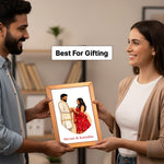 Personalized Couple Illustration Wall Frame – Custom Romantic Couple Portrait Frame (12×8 Inch) | Love Craft Gifts