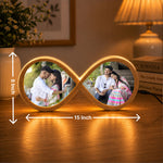 Personalized Infinity LED Couple Photo Lamp | Custom Wooden Romantic Night Light Gift for Couples 15x8" | Love Craft Gifts™