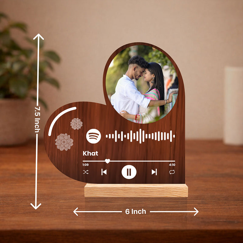 Personalized Spotify Song Wooden LED Frame | Custom Photo Music Plaque Gift - 6x7.5" | Love Craft Gifts™