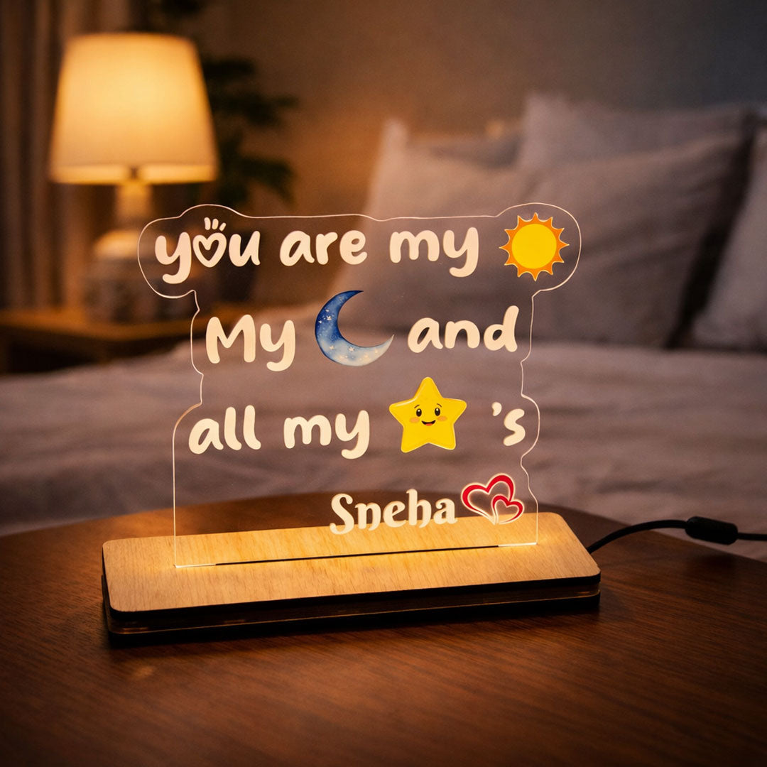 You Are My Sun, Moon & Stars – Personalized Name Acrylic LED Lamp | Love Craft Gifts