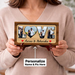 Personalized LOVE Photo Frame with Name – Custom Couple Wooden Tabletop Frame (8 x 5 Inch) | Love Craft Gifts