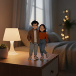 Personalized Couple Illustrated Art Table Stand – 5×9" Custom Character Design | Love Craft Gifts