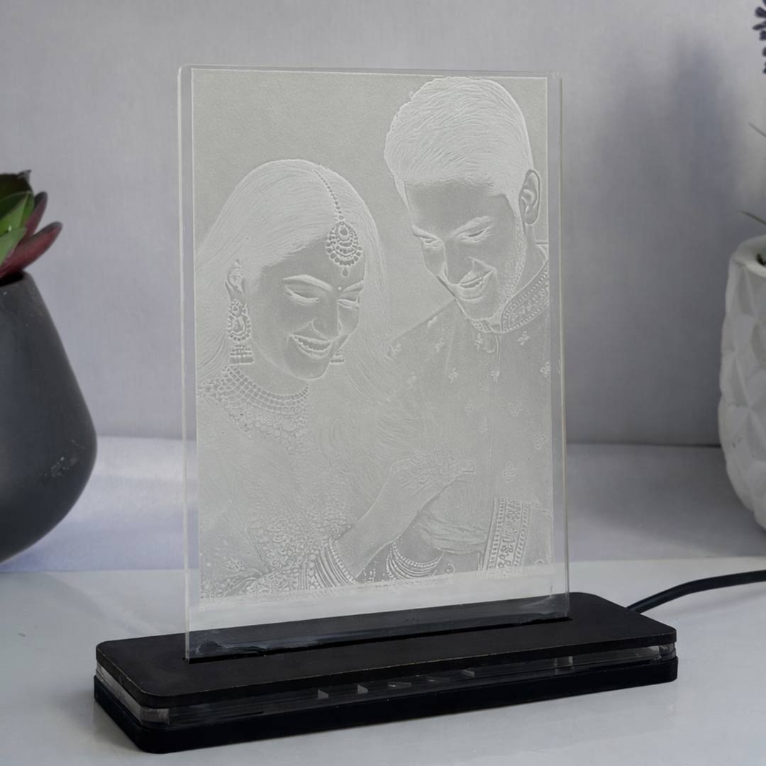 Personalized Acrylic Photo Lamp (4×6″) – Warm LED Memory Light | Love Craft Gifts