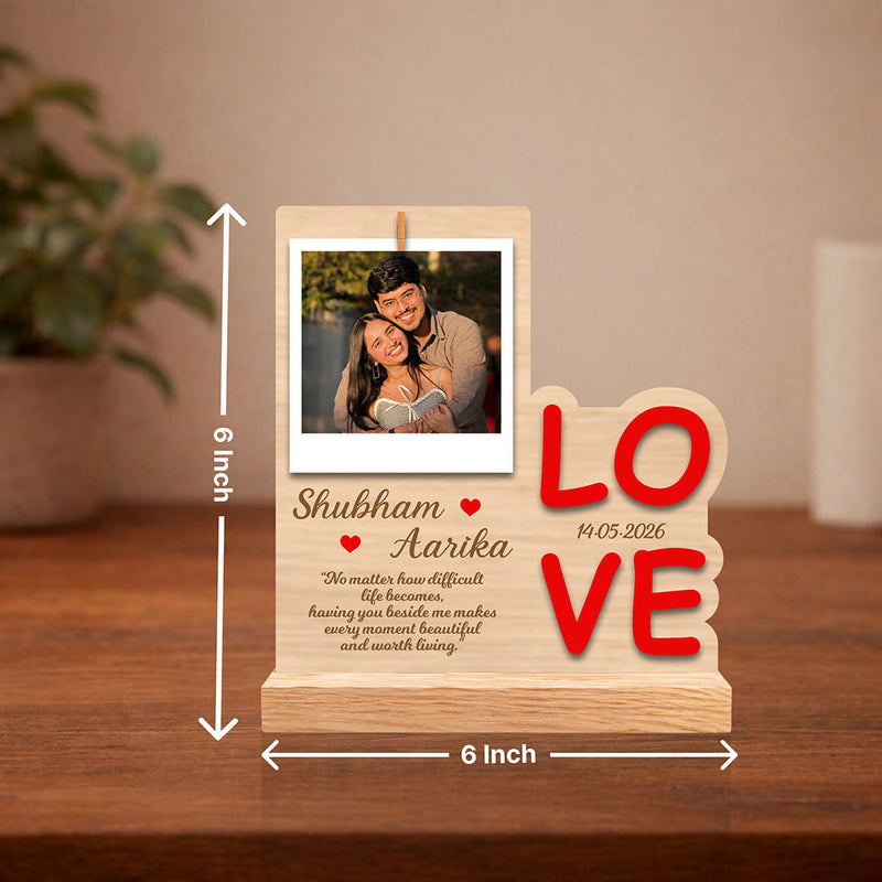 Personalized Love Wooden Table Top Frame | Romantic Keepsake Gift for Couples 6x6"