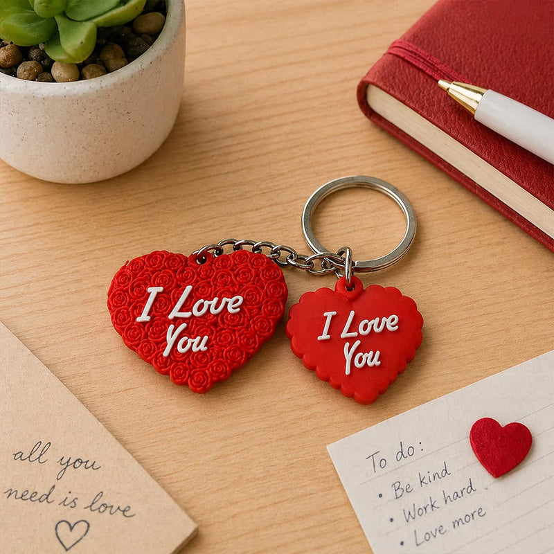 I Love You Heart Couple Keychain Set – Romantic Love Heart Keyring Gift for Couples & Valentine’s Day (Standard Gift Size) | Love Craft Gifts™