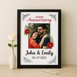 Floral Personalized Anniversary Frame with Photo & Names | Love Craft Gifts