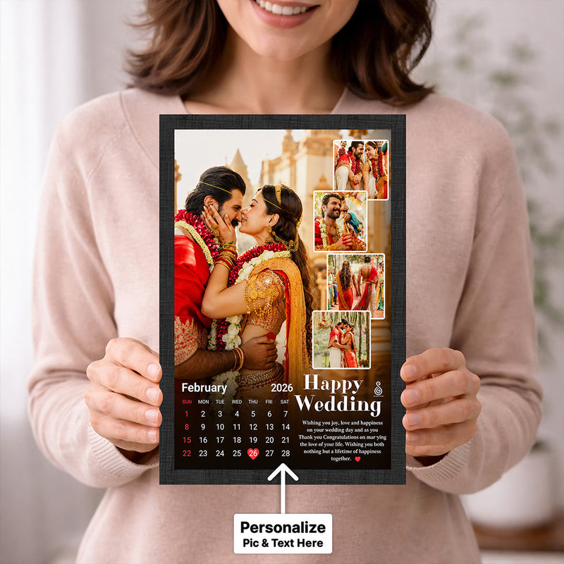 Personalized Wedding Calendar Photo Frame | Custom Couple Wedding Memory Wall Frame Gift 8x12" | Love Craft Gifts™