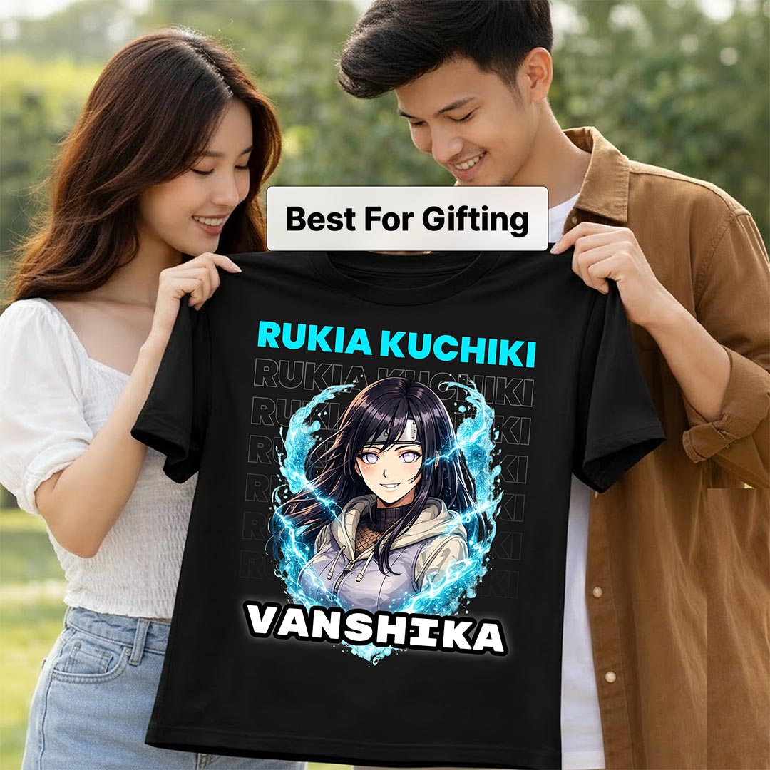 Personalized Rukia Kuchiki Anime Name T-Shirt for Women – Custom Printed Black Tee | Love Craft Gifts