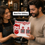 Personalized Barber Shop QR Code Table Stand | Custom Salon Social Media & Payment Scan Display for Barbers & Salons - 9x7.5" | Love Craft Gifts™