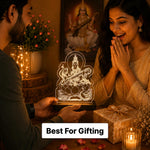 Maa Saraswati LED Acrylic Lamp with Swan – Goddess of Wisdom Decorative Night Light for Study Table, Home Temple & Spiritual Gifting | LoveCraftGifts™