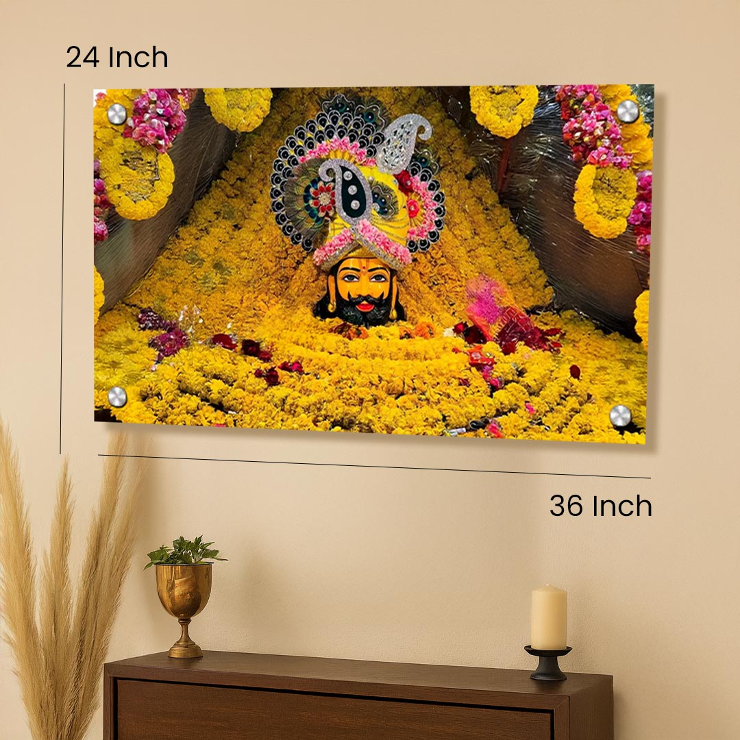 Love Craft Gifts – Khatu Shyam Ji Premium Acrylic Wall Frame | UV Printed | 24×36 inch | Stud Mounting