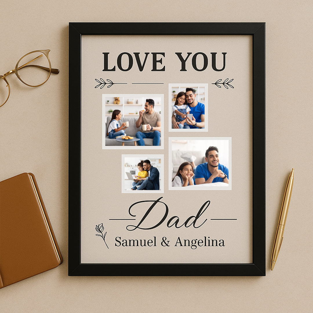 Personalized “Love You Dad” Photo Frame – Custom Name & Picture Collage Gift | Love Craft Gifts