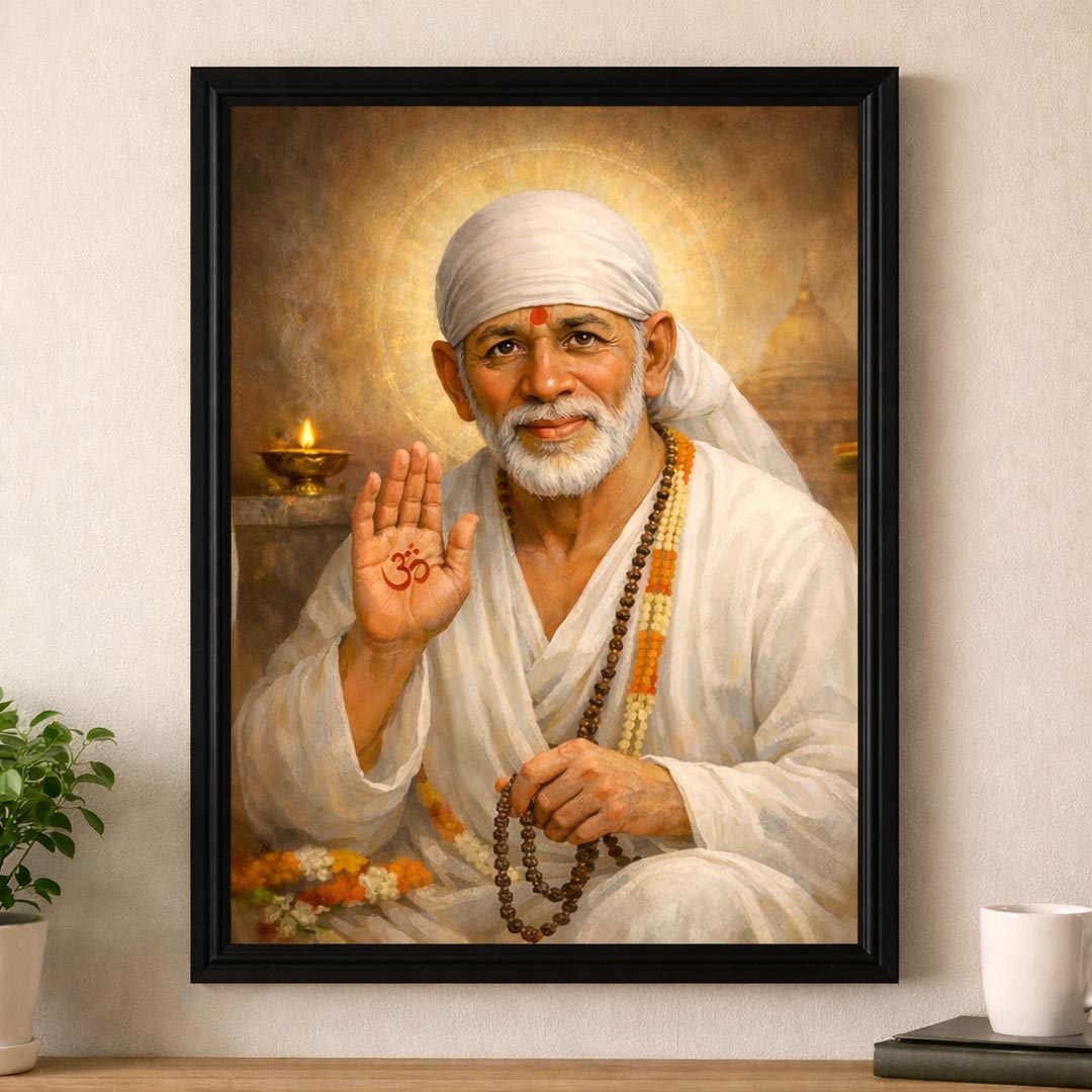 Sai Baba Blessing Wall Frame – Shirdi Sai Baba Spiritual Wall Art (Multiple Sizes) | Love Craft Gifts