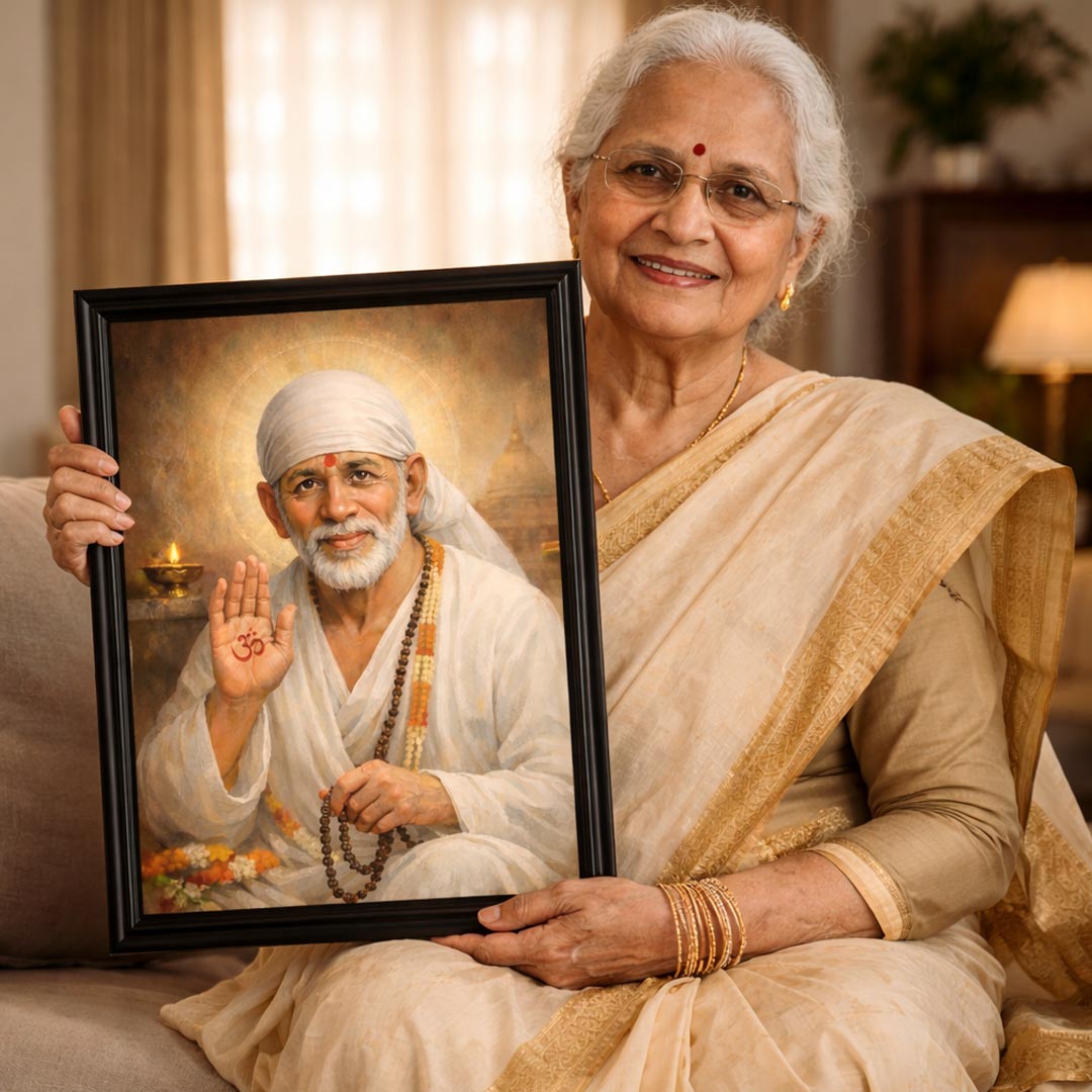 Sai Baba Blessing Wall Frame – Shirdi Sai Baba Spiritual Wall Art (Multiple Sizes) | Love Craft Gifts