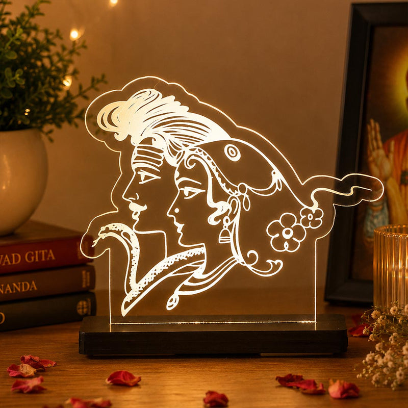 Shiv Parvati LED Car Dashboard Lamp – Premium Acrylic Mahadev Parvati Dashboard Light for Car Interior, Home Temple Decor & Spiritual Gift | LoveCraftGifts™