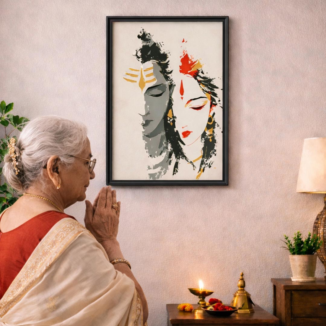 Shiv Parvati Wall Frame – Divine Shiva Parvati Spiritual Wall Art (Multiple Sizes) | Love Craft Gifts