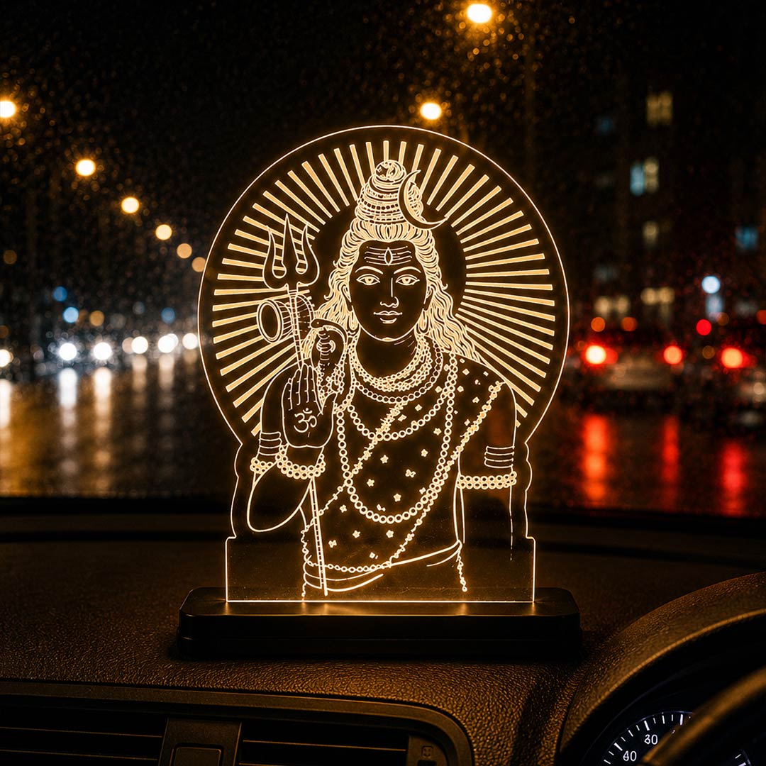 Lord Shiva LED Acrylic Lamp – Mahadev Blessing Night Light for Home Temple, Spiritual Decor & Religious Gift | LoveCraftGifts™