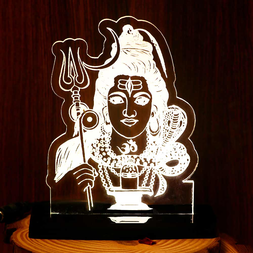 Lord Shiva LED Car Dashboard Lamp – Premium Acrylic Mahadev Dashboard Light for Car Interior, Home Temple Decor & Spiritual Gift | LoveCraftGifts™