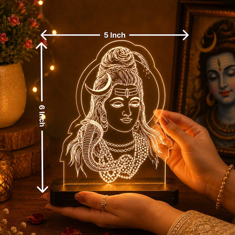 Lord Shiva LED Acrylic Lamp – Mahadev Spiritual Night Light for Home Temple, Puja Room Decor & Religious Gift | LoveCraftGifts™