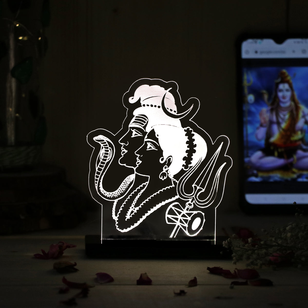 Shiv Parvati LED Car Dashboard Lamp – Premium Acrylic Mahadev Mata Parvati Dashboard Light for Car Interior Decor, Spiritual Gift for Home, Office & Vehicle | LoveCraftGifts™