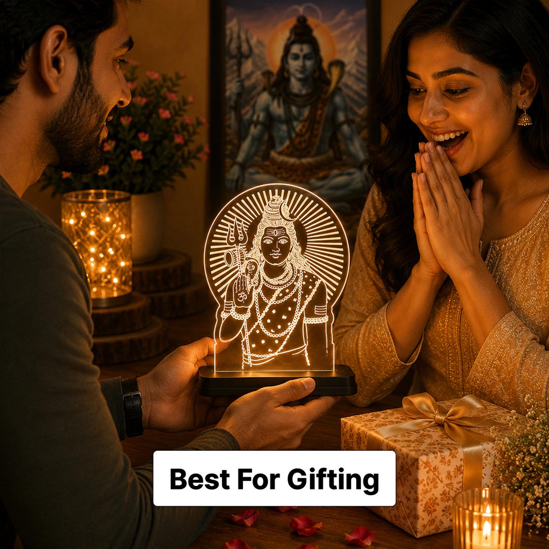 Lord Shiva LED Acrylic Lamp – Mahadev Blessing Night Light for Home Temple, Spiritual Decor & Religious Gift | LoveCraftGifts™