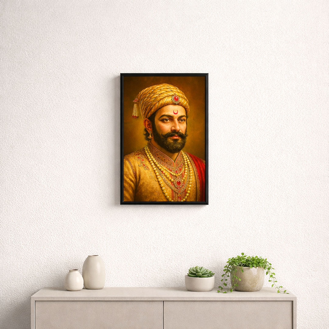 Chhatrapati Shivaji Maharaj Inspirational Portrait Wall Frame – Patriotic Maratha Warrior Wall Art | Love Craft Gifts