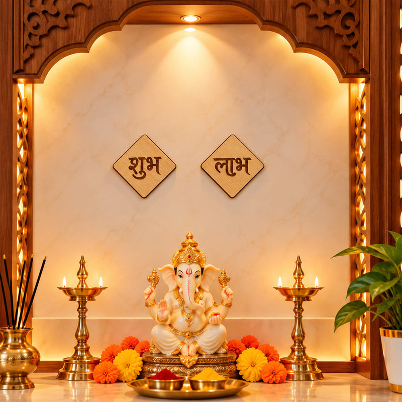 Shubh Labh Decorative Pair 3x3" | Traditional Housewarming and Festive Gift | Love Craft Gifts™