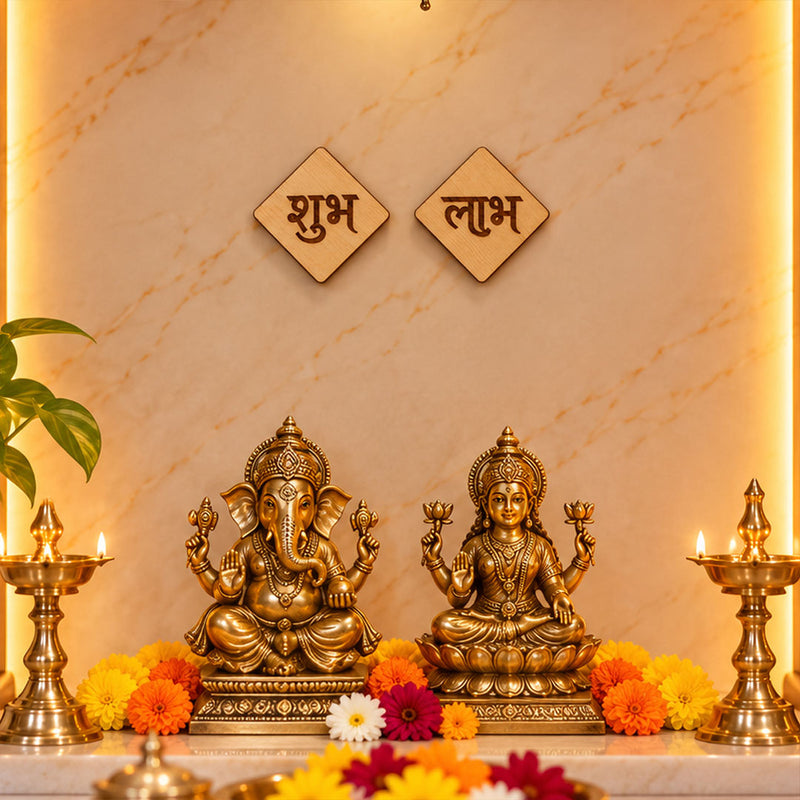 Shubh Labh Diamond Decor Set 3x3" | Traditional Diwali Entrance Decoration | Love Craft Gifts™