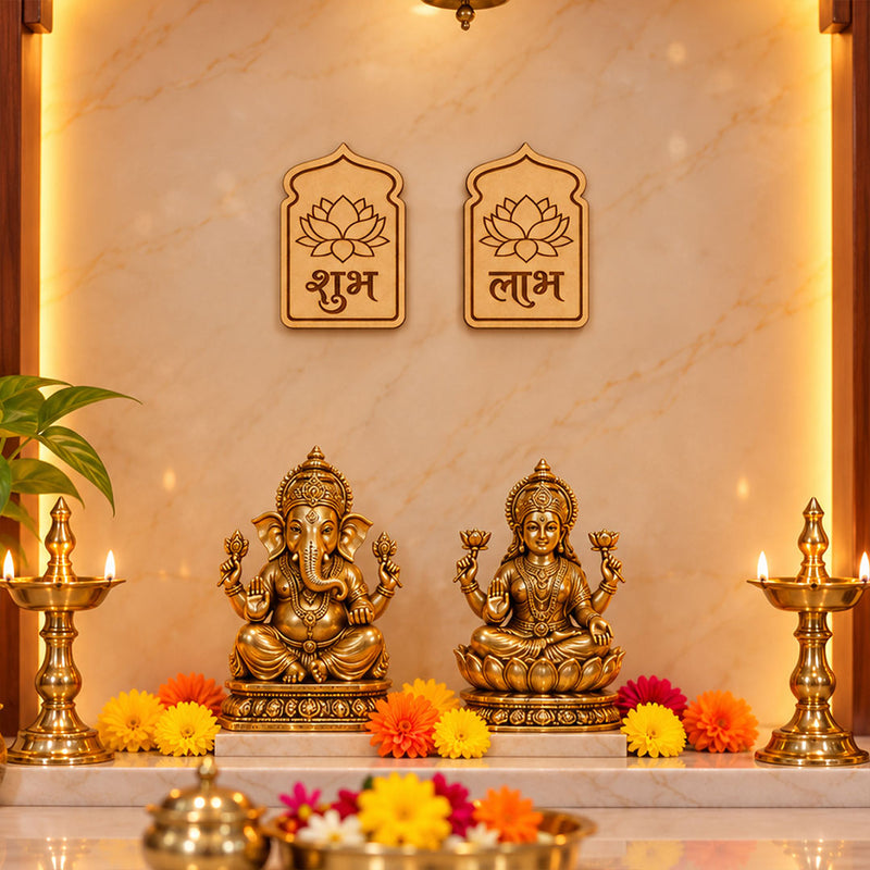Shubh Labh Lotus Decor Set 3x4" | Traditional Diwali Entrance Decoration | Love Craft Gifts™