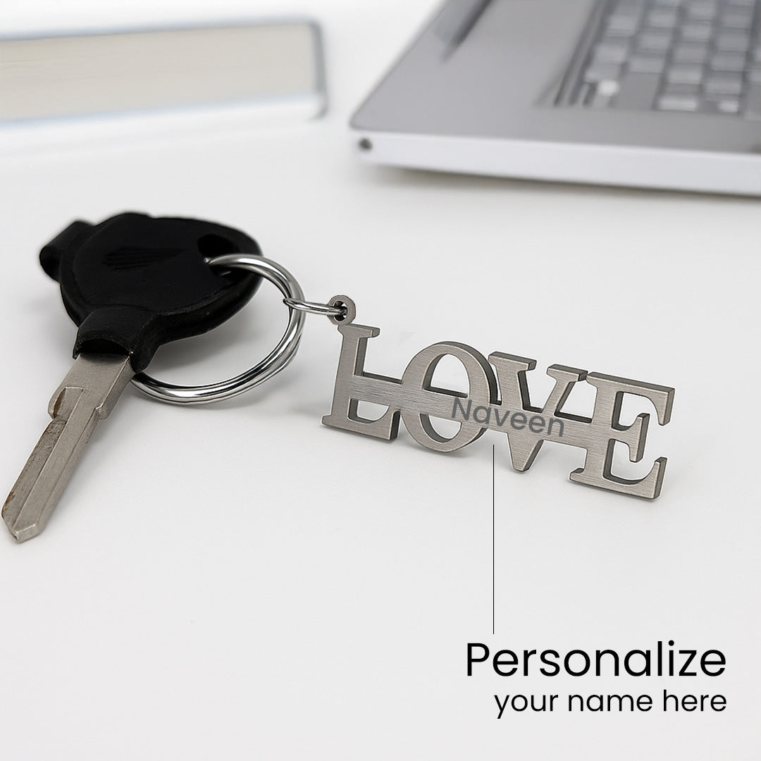 Personalized LOVE Metal Keychain with Name | Love Craft Gifts
