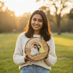 Personalized Wooden Slice (8×8 Inch) with Sketch Art | Love Craft Gifts