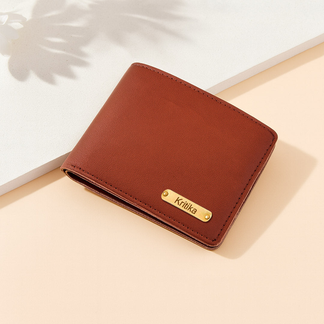 Personalized Leather Wallet with Name Plate | Love Craft Gifts