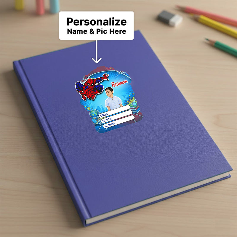 Personalized Spider Hero Kids Name Slips – Illustrated Cartoon Art School Name Stickers (2×3 Inch, 28 Stickers) | Love Craft Gifts