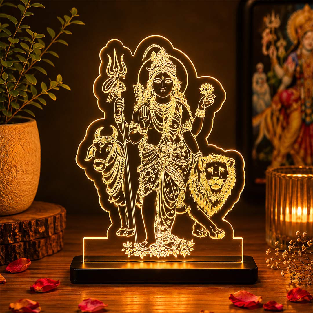 Ardhanarishwar LED Car Dashboard Lamp – Premium Acrylic LED Light for Car Dashboard, Home Temple Decor & Spiritual Gift | LoveCraftGifts™
