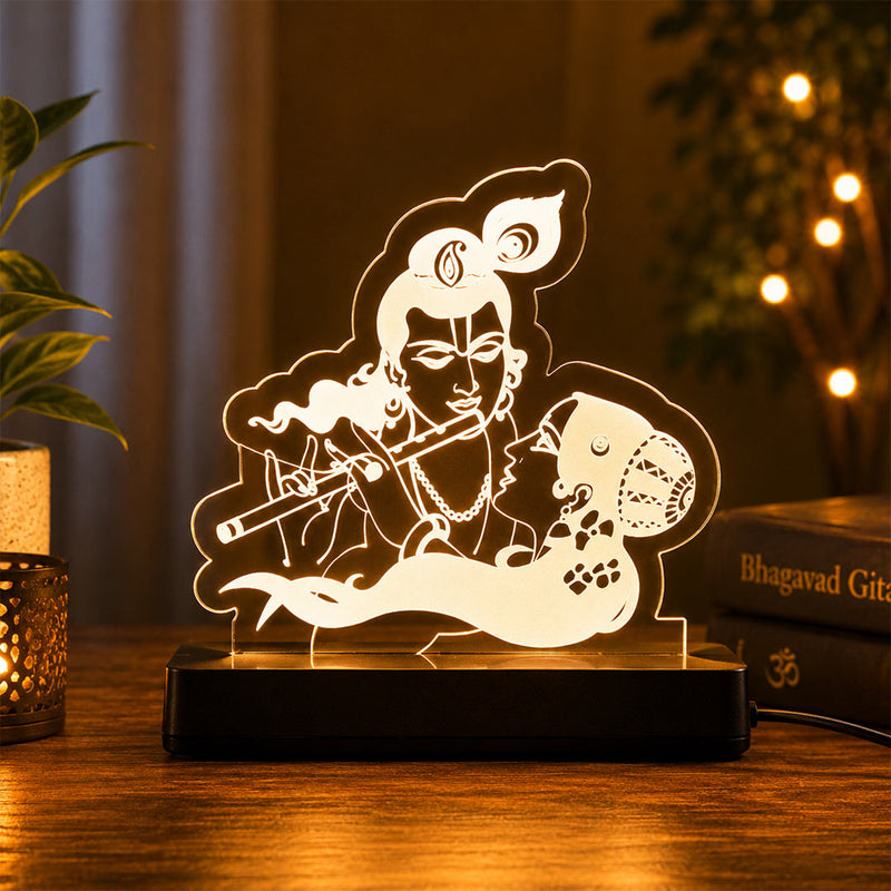 Lord Krishna LED Car Dashboard Lamp – Premium Acrylic Kanha Dashboard Light for Car Interior, Home Decor & Spiritual Gift | LoveCraftGifts™