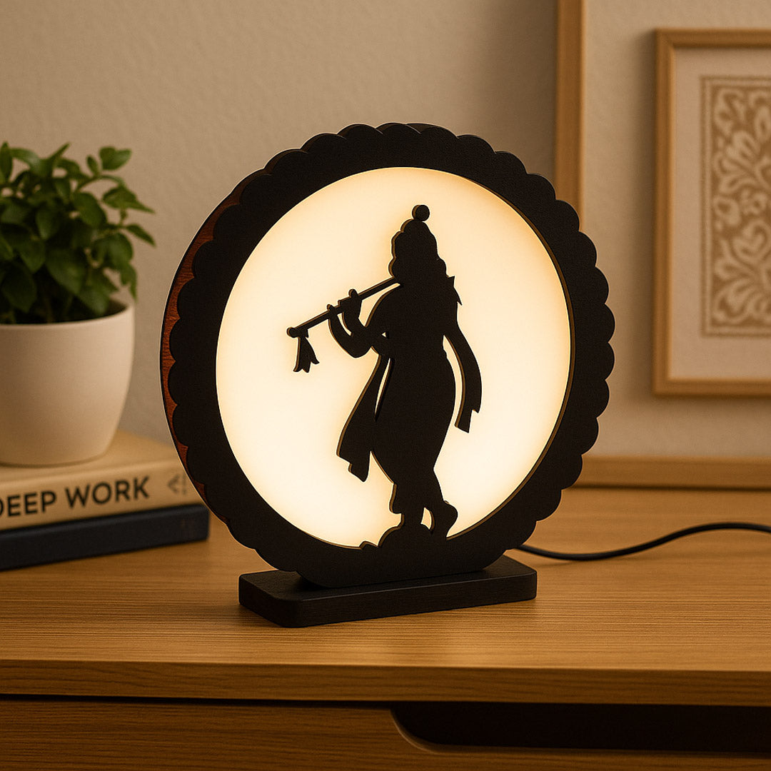 Krishna Silhouette LED Night Lamp – 8×8" | Love Craft Gifts