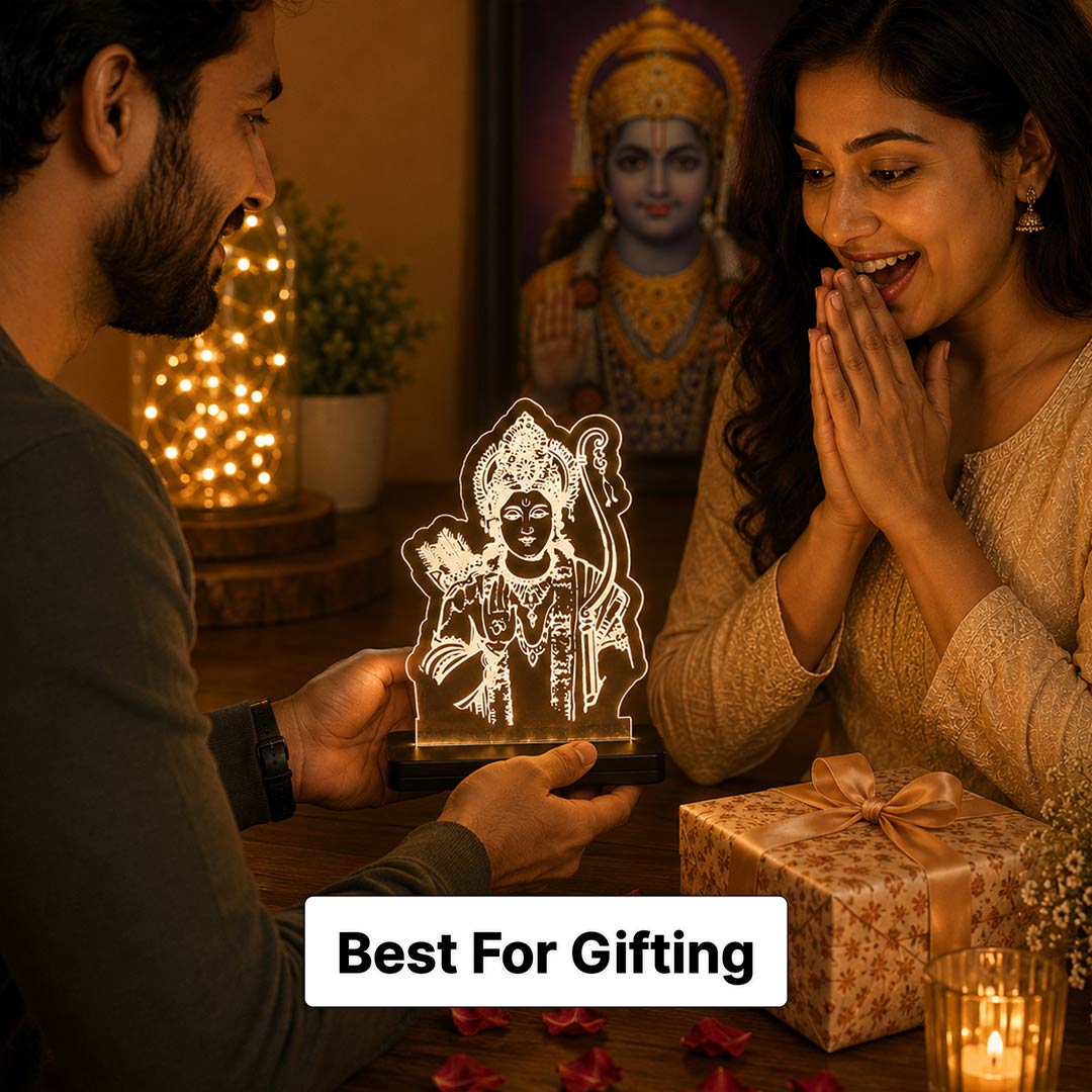 Shree Ram Ji LED Acrylic Lamp – Divine Lord Rama Decorative Night Light for Home Temple, Car Dashboard & Spiritual Gifting | LoveCraftGifts™